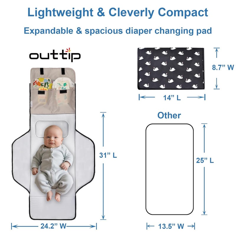 outtip 31" X 24.2" Extra Long Large Lightweight Toddler Diaper Changing Pad Travel, Cute Design 1-36 Month Infant Foldable Baby Changing Mat Wipeable, Changing Pad Portable for Station, Car, Stroller - Image 2